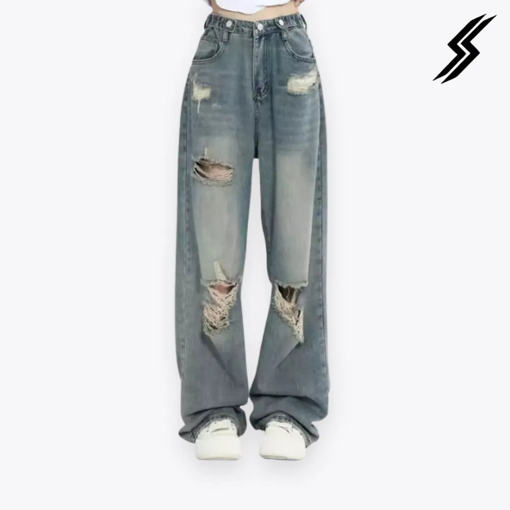 Jeans rasgado feminino