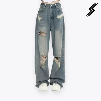 Jeans rasgado feminino