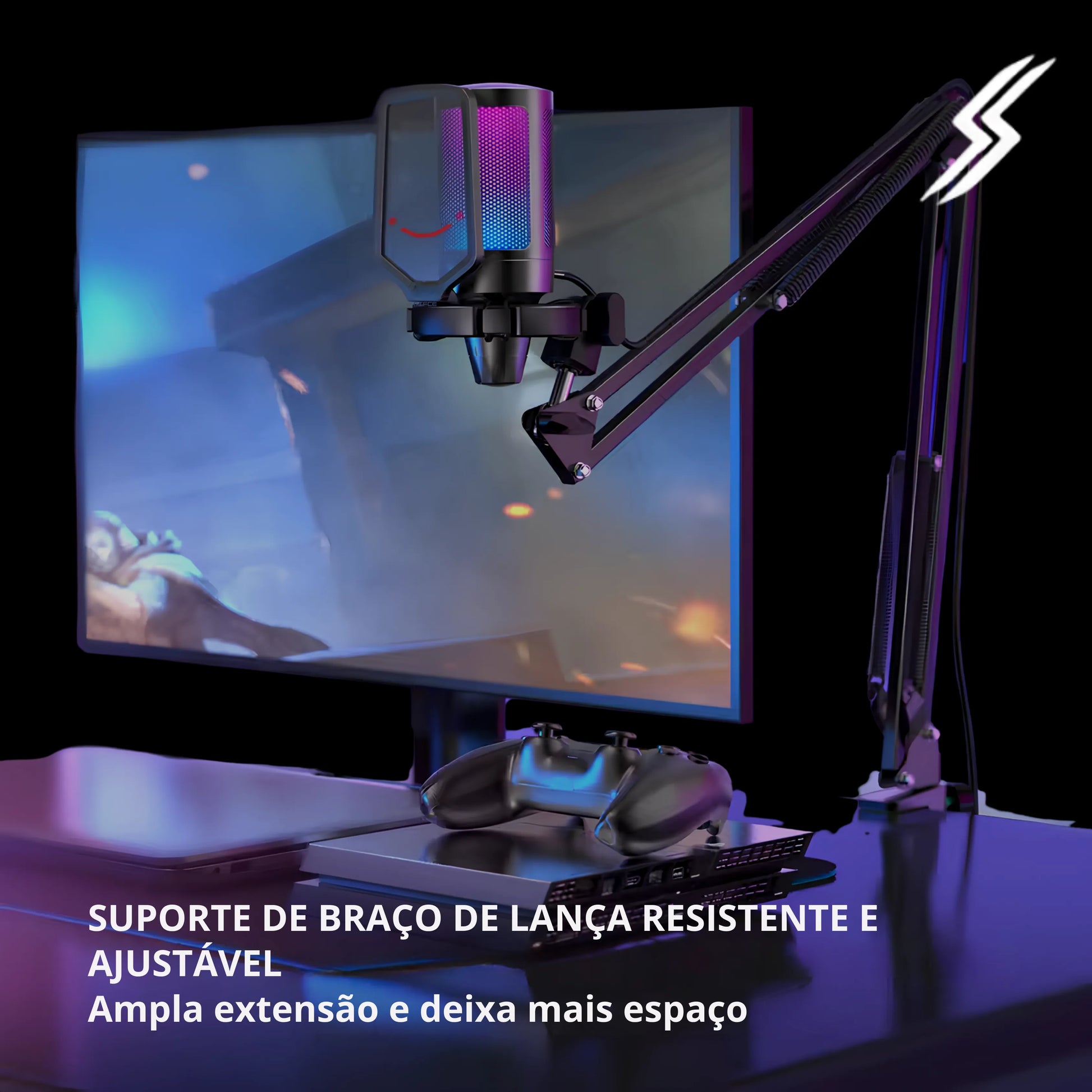 Microfone gamer com cancelamento de ruído